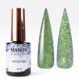 Manita Professional Gel Polish - "multichrome reflective" ამრეკლი იუკას ფანტელებით No06 (10 მლ)