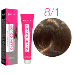 OLLIN COLOR კრემი თმის საღებავი 8/1 ღია ქერა ნაცარი 100 მლ